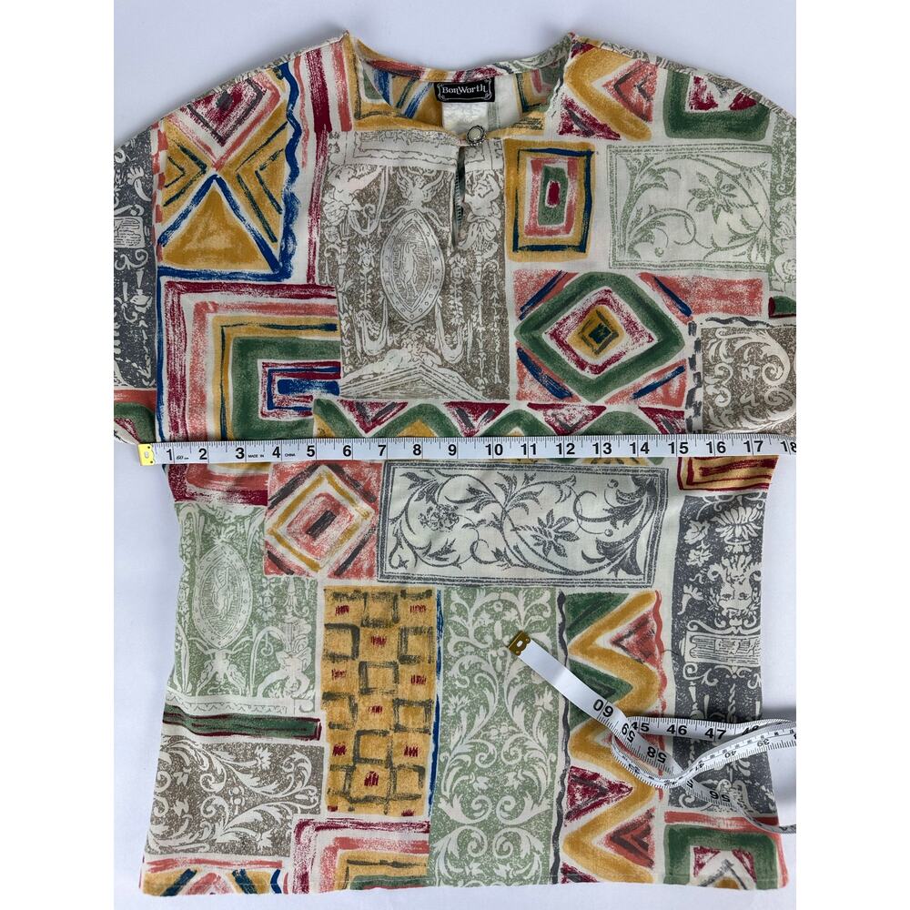 Vintage BonWorth Size Small Cotton Grecian Patchwork Skirt Set Safari Coastal - Picture 7 of 13